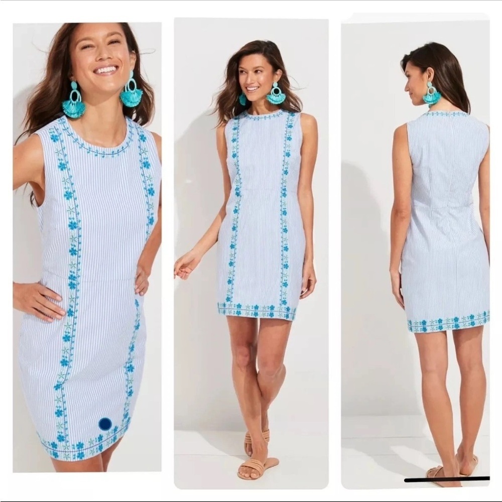 Vineyard Vines Pop Embroidered Hydrangea Stretch Shift Dress Size 24